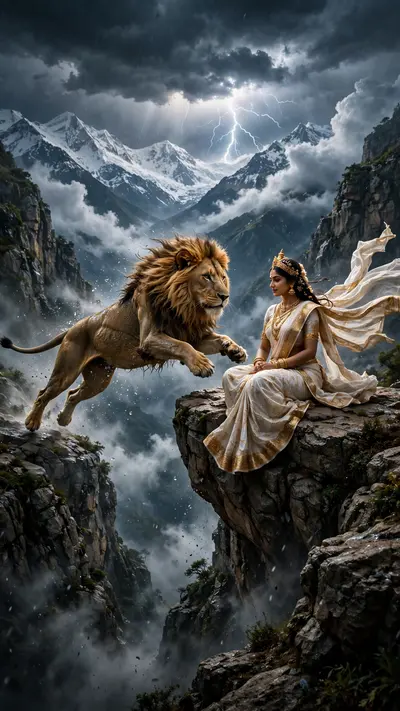 A cinematic ultra-slow-motion sequence opening with a wide tracking shot of a powerful male lion running along a rugged mountain ridge. The camera