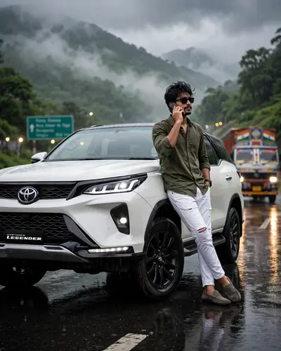 Create an ultra-realistic cinematic DSLR photograph, strict 4:5 vertical composition. A stylish young Indian man in his 20s with modern voluminous