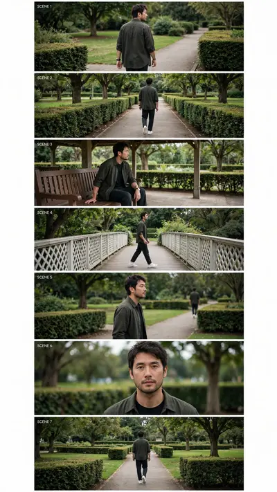MASTER VIDEO PROMPT — 7 SCENE CINEMATIC RECREATION Create a , ultra-realistic cinematic live-action video in vertical 9:16 format. Use the uploaded