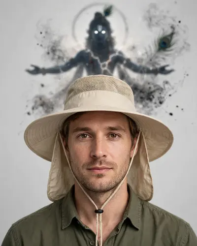 Hatical with zero modifications. Place person in foreground, center frame, . Do not change clothing facial features, hairstyle, or body position
