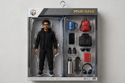 FINAL IMAGE GENERATION PROMPT 1st -Create a hyper-realistic, front-facing toy box mockup using the uploaded full-body character image on the left