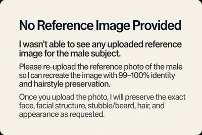 Use the uploaded reference image as the PRIMARY facial and hairstyle reference for the male subject. STRICT IDENTITY PRESERVATION: - Preserve the