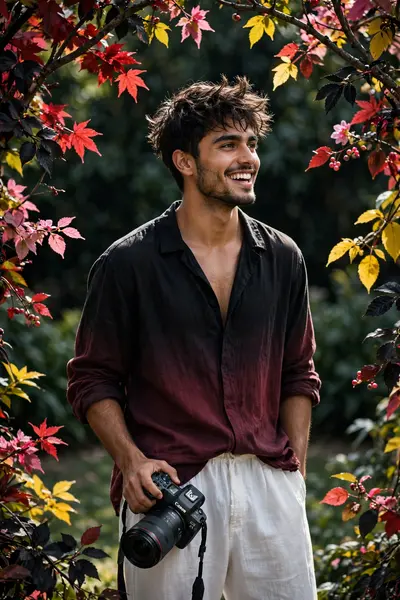 Creat a hyper-realistic dark green portrait cinematic image with dramatic smile actions.(uploaded photo 100% face match) of A stylish handsome young