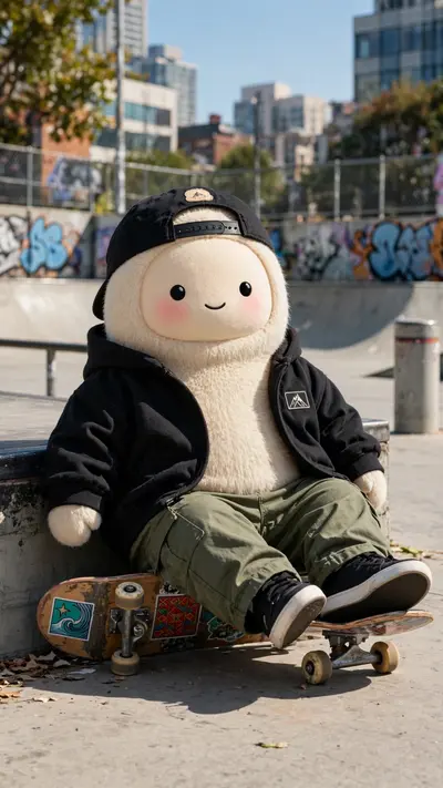 Reference my uploaded photo for my exact face, skin tone, and features. Nothing about my identity should change. Pose me sitting on a skateboard at