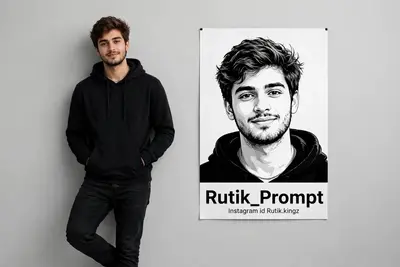 He is casually and unpretentiously leaning against a smooth, light gray studio wall; his hands are in his pockets and one leg is crossed over the
