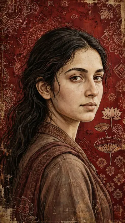 Vertical artistic portrait using the uploaded image as a hard identity lock. Preserve exact face: same facial structure, skin tone, eye shape