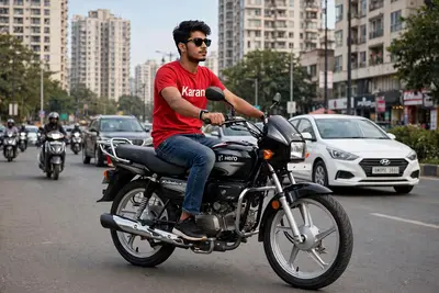 Create 3D realistic image of a 20 year old young boy, name "Karan" is written on his red t shirt. boy is looking very handsome and stylist, boy is