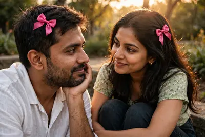 Use the uploaded couple photos as the only reference. Recreate the same couple with maximum identity accuracy, preserving their faces, hairstyle