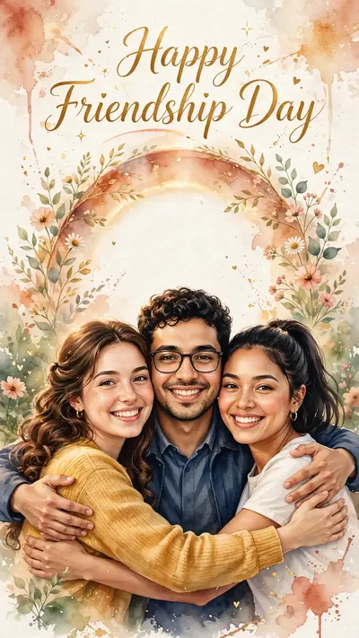 Use the uploaded group photo as the exact face reference. Keep all 3 friends recognisable, with the same faces, hairstyles, skin tones, outfits and