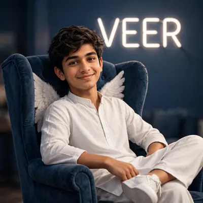 Casual Chic: Craft a delightful 3D profile picture depicting a young man (around 18 years old) with a friendly expression. Sporting a crisp white