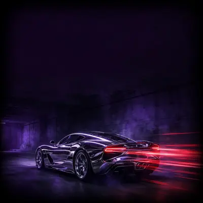 Square 1:1 album cover artwork: a chrome sports car in a dark tunnel, motion blur, red tail lights streaking, pure rage energy. High-contrast