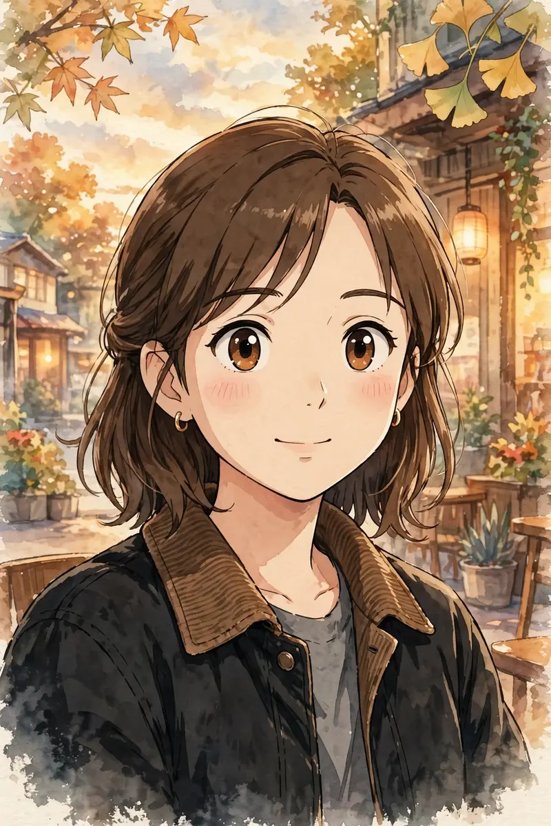 Repaint this photo as a hand-painted, Japanese-animation-inspired frame. Use soft watercolor textures, gentle painterly brushstrokes, warm