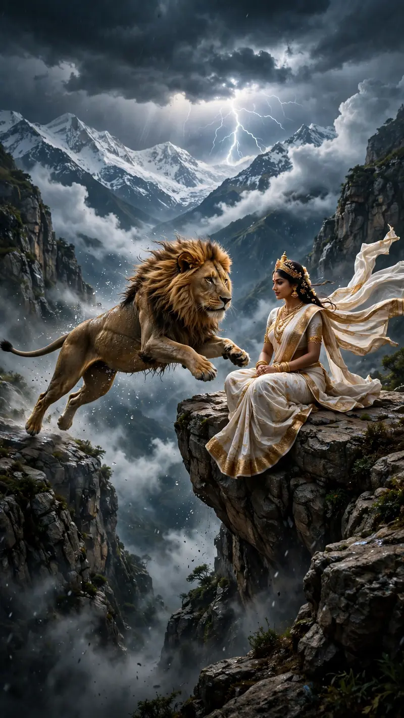 A cinematic ultra-slow-motion sequence opening with a wide tracking shot of a powerful male lion running along a rugged mountain ridge. The camera