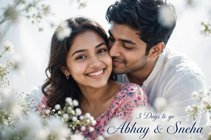 Created by High-key romantic close-up of a young South Asian couple in a candid affectionate pose -cute hot girl smiling joyfully at camera, man