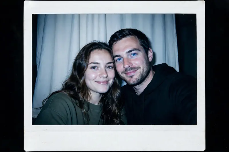 Take a picture with a Polaroid camera. The photo should look like a normal photo, without any clear subjects or props. The photo should have a slight