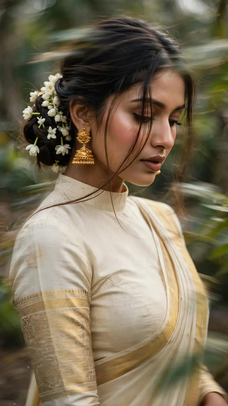Without changing original face create an Intentional artistic motion-blur portrait, shot on a smartphone or long-exposure camera. Not so extreme