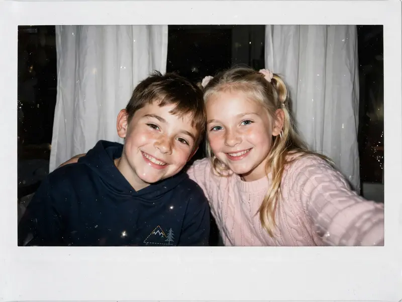 A photo taken with a Polaroid camera. The photo should look like an ordinary photograph, without explicit subject or property. That photo should have