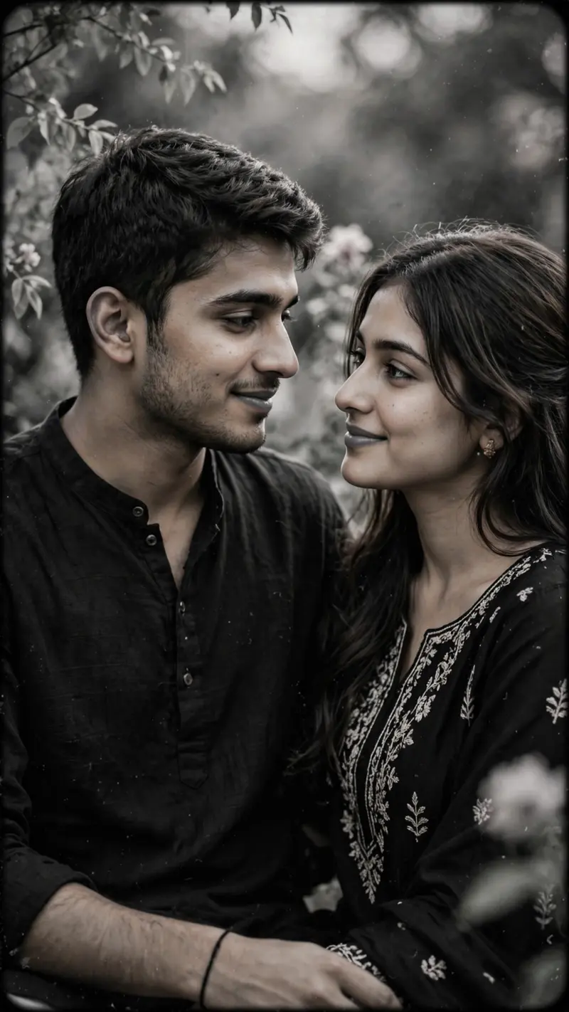 Create a beautiful, ultra-realistic, cinematic romantic couple video inspired by the Pehli Pehle Baar Instagram Reel trend. Use the uploaded couple