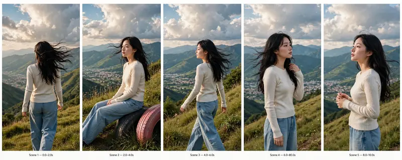 Create an exact 10-second, 16:9 landscape, 30fps, normal real-time-speed, ultra- cinematic live-action video recreating ONLY the actual five-shot