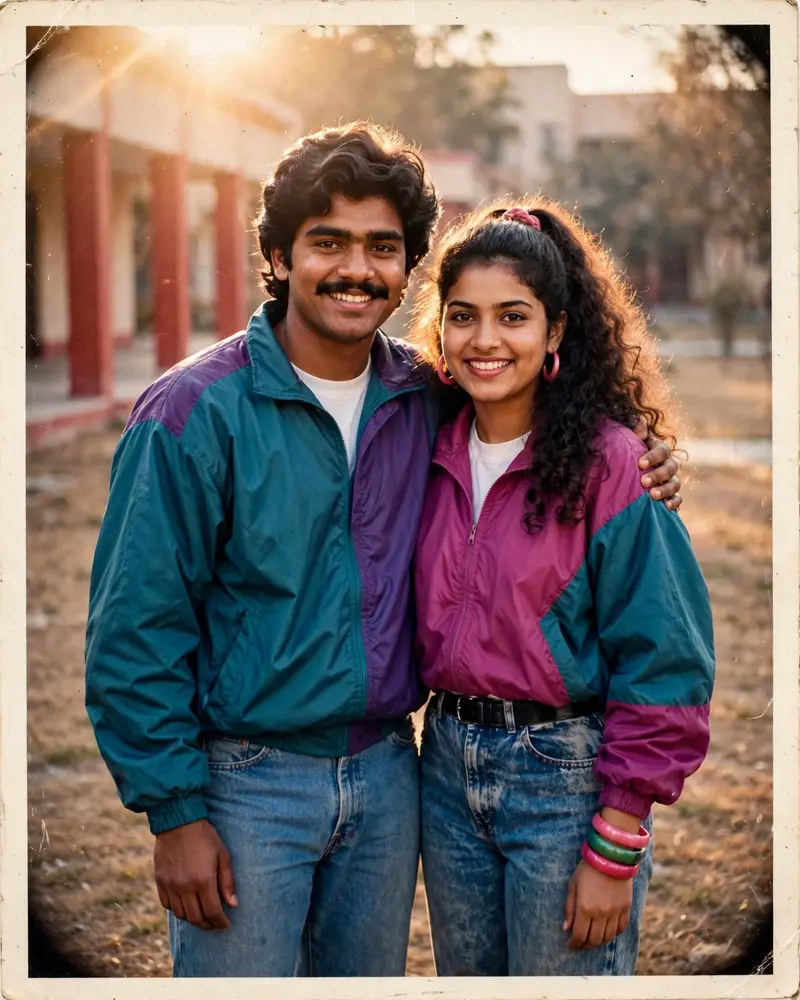 Using the two uploaded photos as exact face references — image 1 for the man, image 2 for the woman. Preserve both faces exactly: bone structure