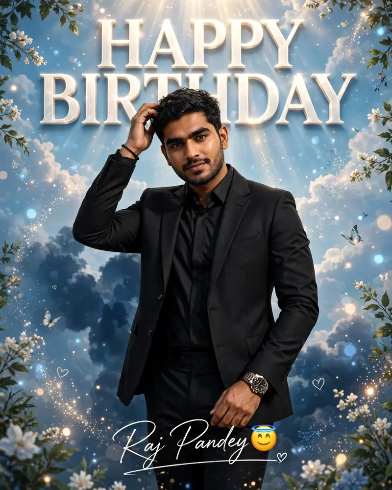 Create an ultra-realistic premium birthday poster featuring the SAME young Indian man from the uploaded reference photo. Preserve his exact