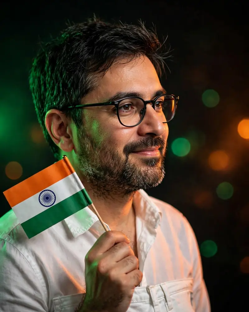 Hyper realistic resolution, natural photo, DSLR photography, style. Using my reference image, keep my face exactly the same, Scene: patriotic