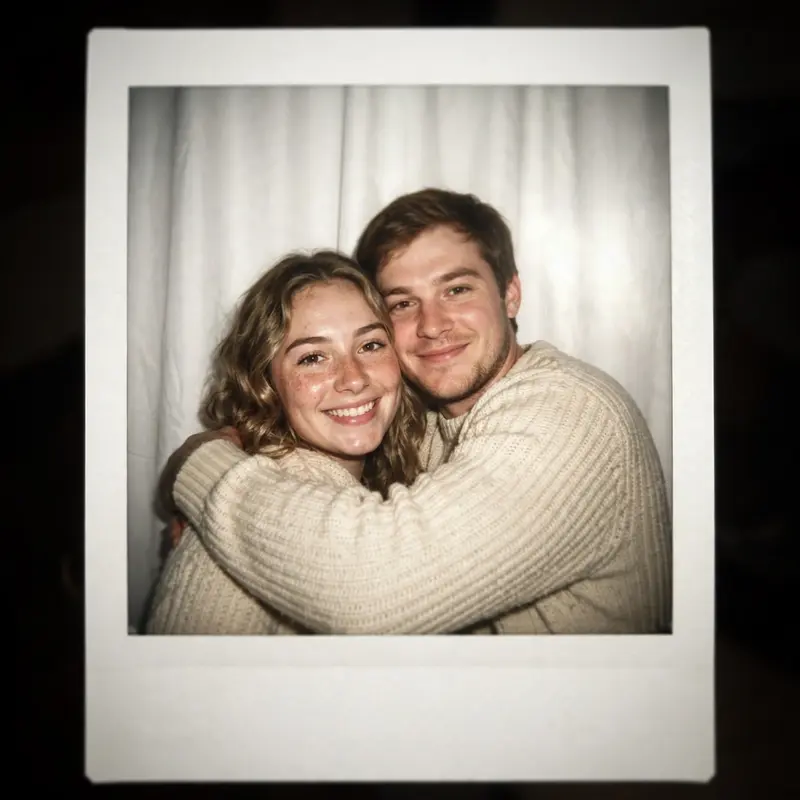 Take a picture with a Polaroid camera. the photo should look like a normal photo, without any clear subject or props. The photo should have a slight