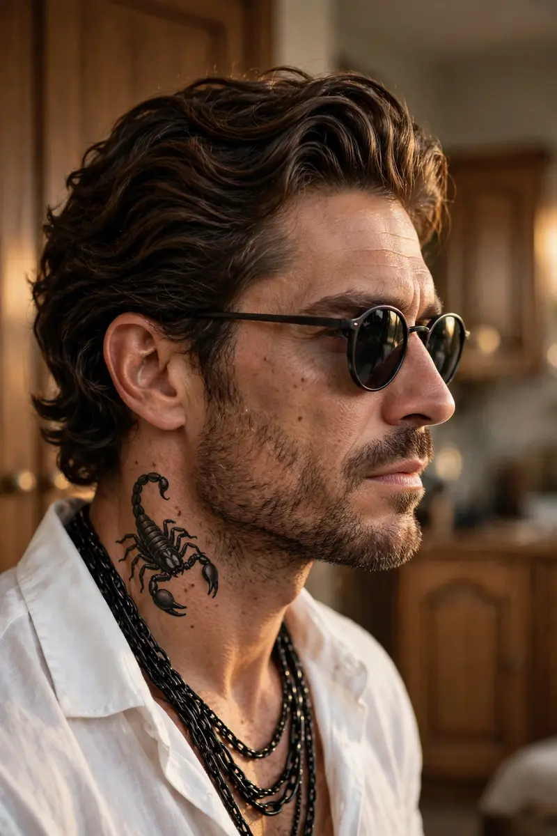 A rugged, stylish man with Face with the face from the uploaded image, keeping the facial features exactly the same. and voluminous wavy hair styled