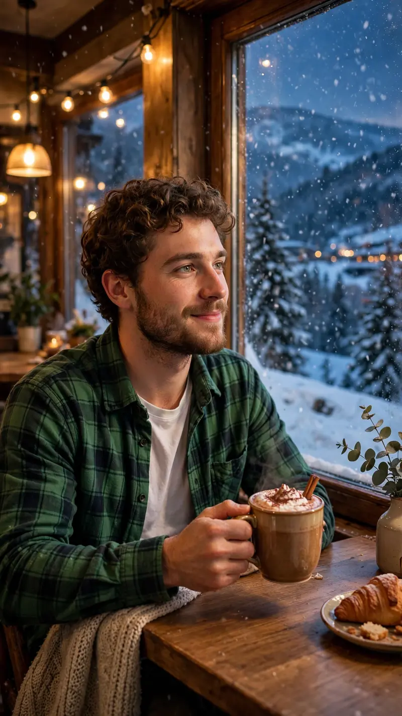 Reference my uploaded photo for the exact faces, skin tones, and features. Nothing about identities should change. Seat us at a hill station cafe