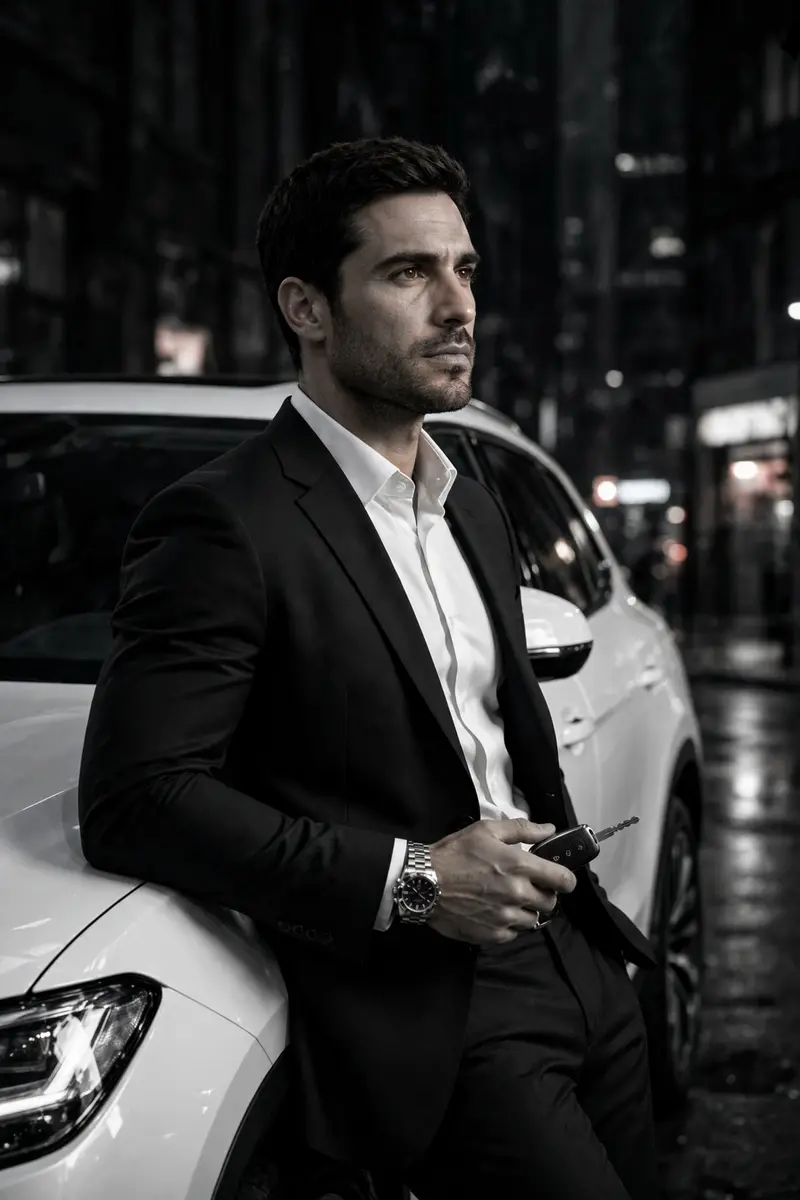 Use the uploaded photo only as the face reference, keep the exact facial identity and expression. Create an ultra-realistic black-and-white cinematic
