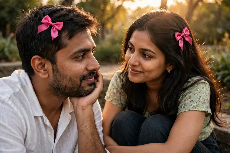Use the uploaded couple photos as the only reference. Recreate the same couple with maximum identity accuracy, preserving their faces, hairstyle