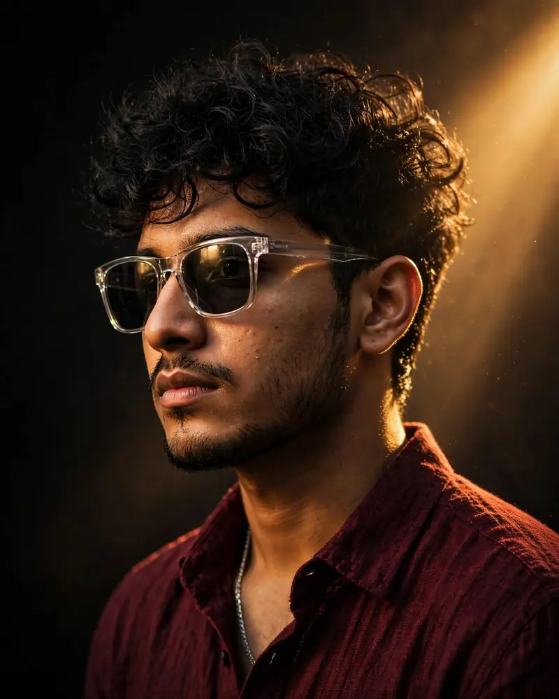 Create an ultra-realistic cinematic professional DSLR portrait, exactly 1080×1350 pixels, strict 4:5? vertical. A stylish young South Asian man with