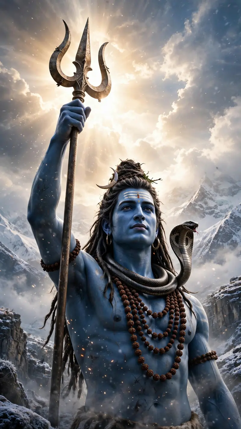 Create a 10-second cinematic high-fantasy Indian mythology video in 9:16 vertical format, 1080x1920, 24fps. Use OmniFlash. Begin with a macro