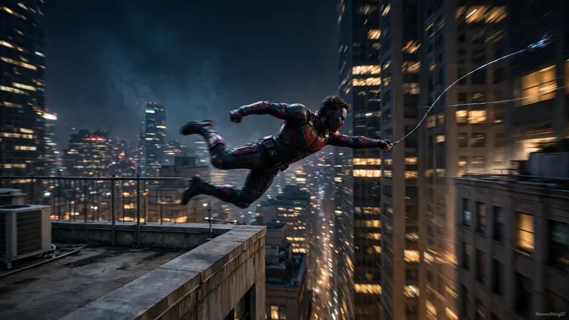 Use the generated four-panel storyboard image as the STRICT PRIMARY VISUAL REFERENCE for scene order, character appearance, costume, city, lighting