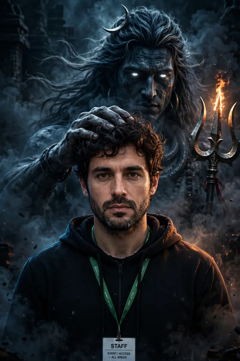 Create a highly dramatic, cinematic portrait using the provided reference image. Keep the person’s face, body posture, and natural features realistic