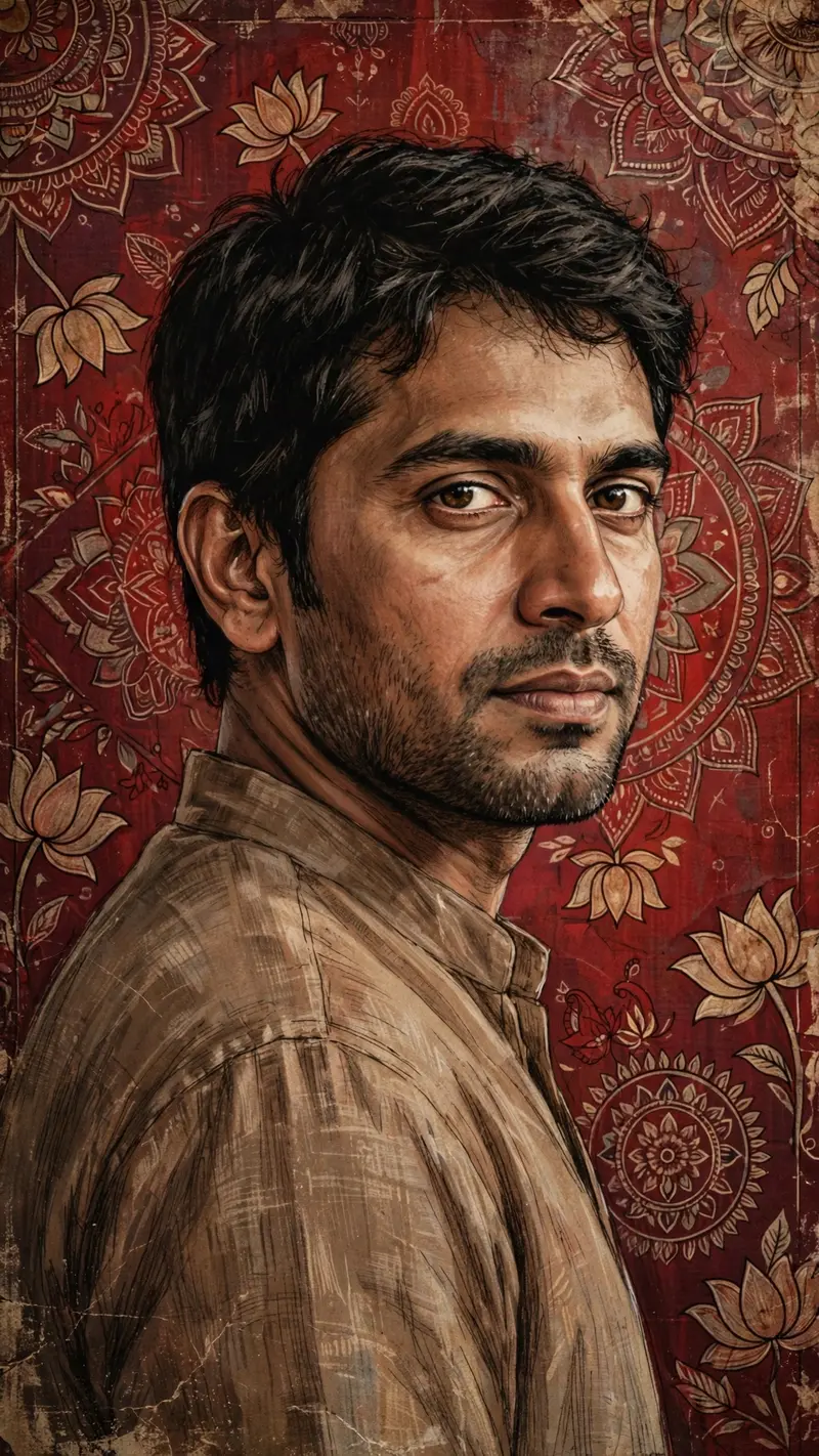 Vertical artistic portrait using the uploaded image as a hard identity lock. Preserve exact face: same facial structure, skin tone, eye shape