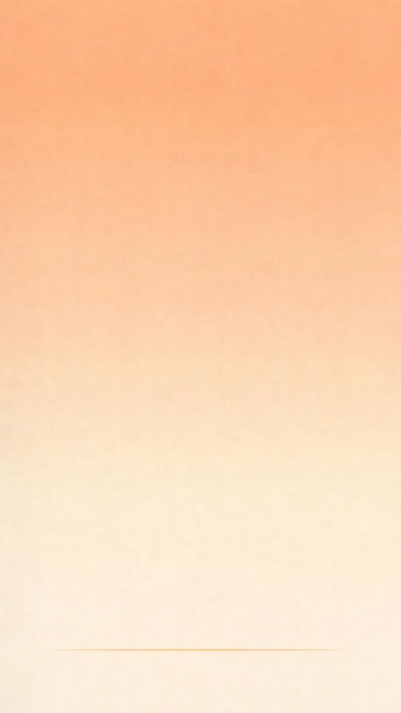 A soft gradient sunrise from warm peach to cream with a thin sun line on the horizon, subtle grain, vertical 9:16 composition with calm empty space