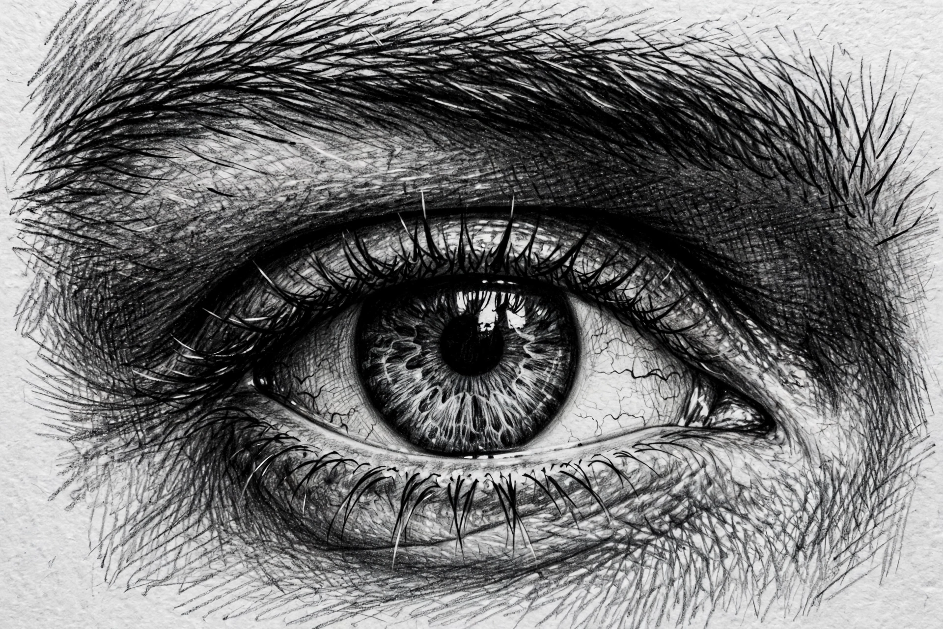 Pencil sketch portrait drawing, detailed graphite sketch art style