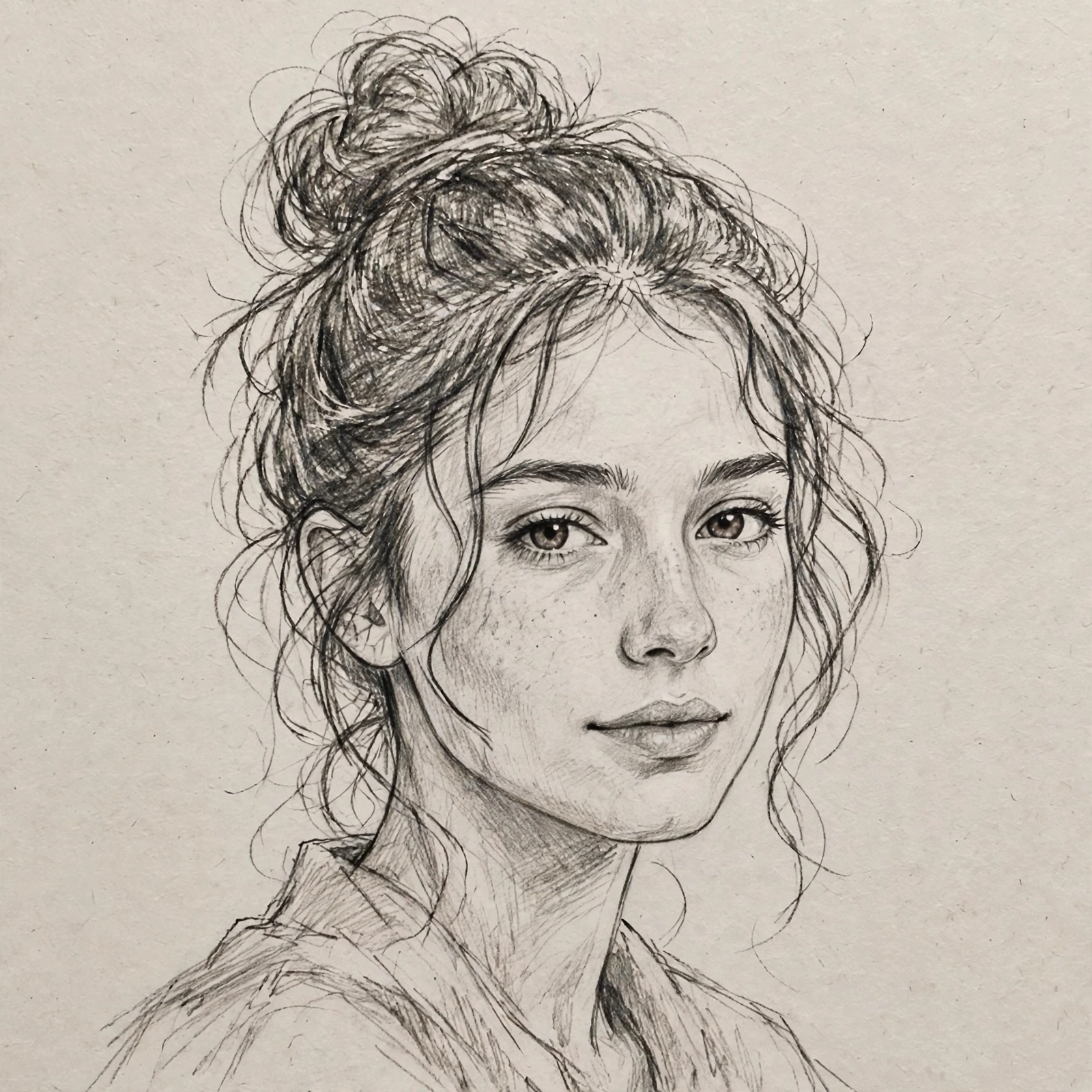 Pencil sketch portrait drawing, detailed graphite sketch art style